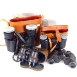Prinz 8x30 binoculars, Tohyoh binoculars, and another pair all cased, and a pair of Wetzlar 8x30