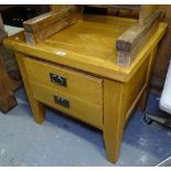 A modern oak lamp table with single drawer, W68cm, H63cm