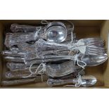 A suite of King's pattern silver plated cutlery for 6 people, including fish service and slice (
