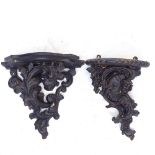 2 carved and painted wood Florentine style wall brackets, largest height 20.5cm