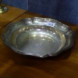 A large Continental silver fruit bowl with shaped edge, marked 800 to the underside, width 30cm,