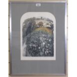 Robert Greenhalf, artist's proof coloured etching, "Summer Lane", framed