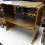 An Art Deco figured walnut 2-tier occasional table, W71cm, H65cm