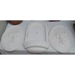 2 oval plaster wall plaques, 45cm, and another