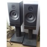 A pair of Linn Index speakers on stand, serial no. 003982 and 003981, overall height 81cm