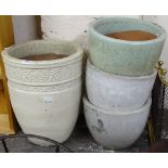 4 glazed terracotta garden plant pots