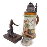 Horse hoof design pot, bierstein, skier figure