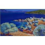 Roch, coloured pastels, Voyage a Volos, 9" x 14.5", framed