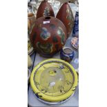 A pair of Art pottery vases with painted decoration, 34cm, another, Carlton Ware vase and decorative