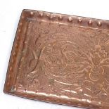 Art Nouveau beaten copper tray, 62.5cm