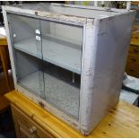 A Vintage metal cabinet with 2 sliding glass doors, W76cm