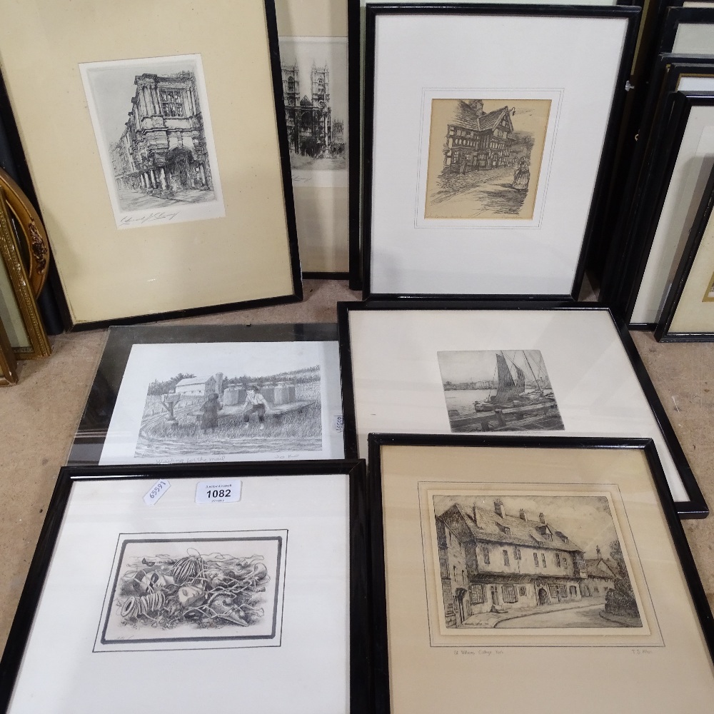 A collection of framed engravings and etchings (15)