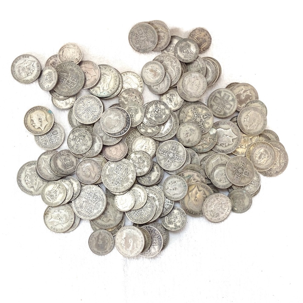 A quantity of British silver coins etc