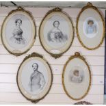 A set of 3 19th century oval engravings, depicting Her Majesty The Queen, Her Royal Highness