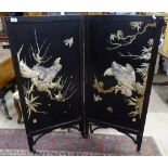 A Chinese 2-fold screen, with applied bone, mother-of-pearl and hardstone decoration depicting birds
