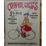 Clive Fredriksson, oil on board, Cooper Cycles advertising sign
