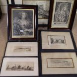 2 18th century engravings, La Naissance De La Reine, and Arma Acri Facienda Viro, and various