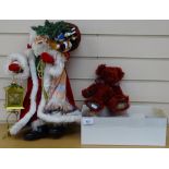 A Santa Claus ornament, a Merrythought Barnardo's Centenary Bear, and another