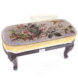 A Victorian beadwork footstool on cabriole legs, length 49cm