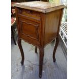 A French oak marble-top bedside cupboard, W38cm