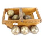 A trug containing various boules