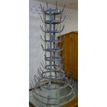 A French galvanised metal bottle drying stand
