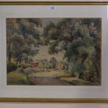 G E Foreman, watercolour, country lane, framed, W71cm