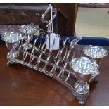 A silver plated egg and toast cruet