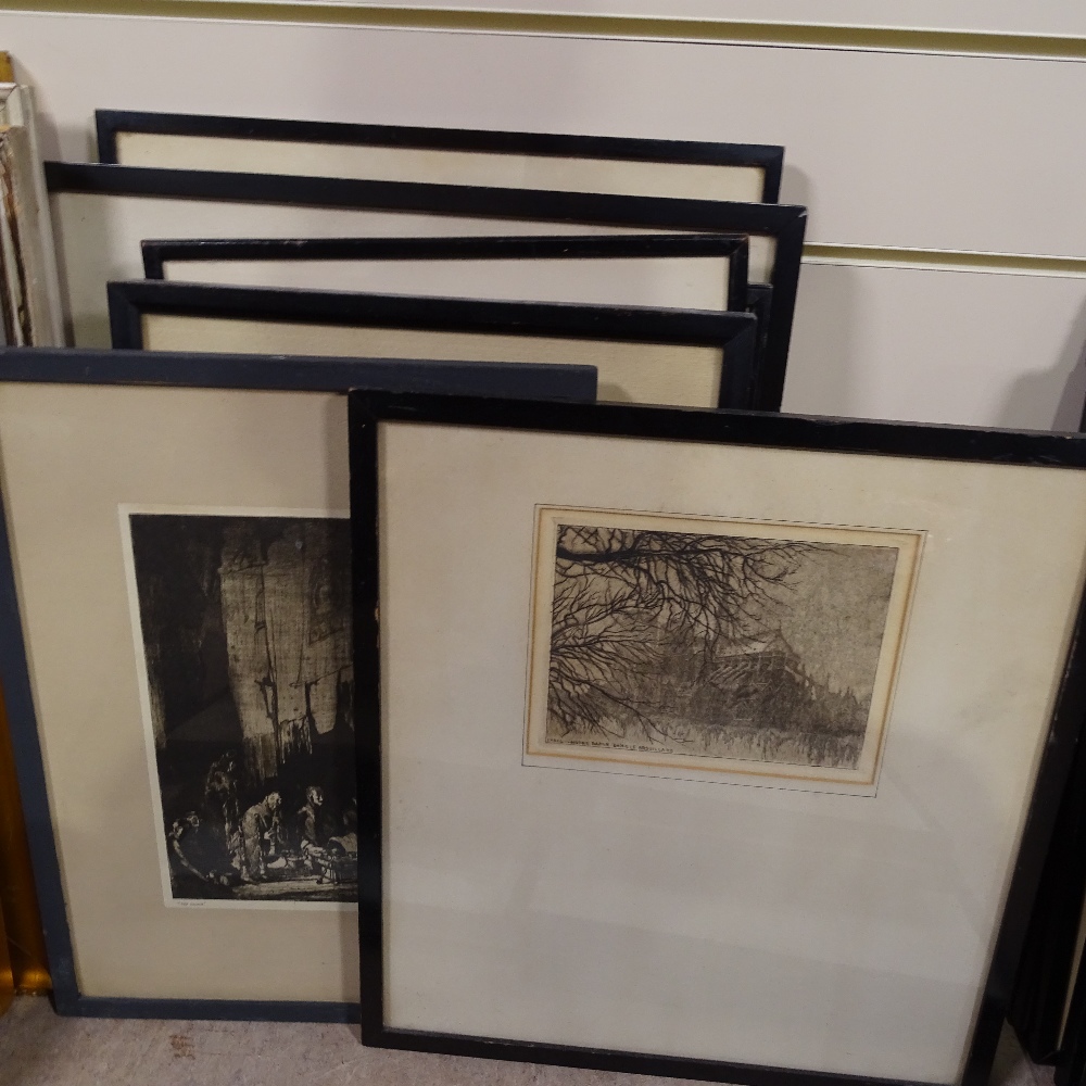 A collection of framed engravings and etchings (15) - Image 2 of 2