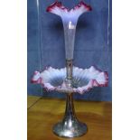 An Art Nouveau style pink vaseline glass Josephine vase, height 41cm