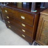 A 19th century mahogany secretaire chest, with 3 further long drawers, recessed brass handles, on