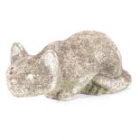 A weathered concrete cat, length 36cm