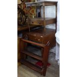 A Victorian mahogany Pembroke table, W59cm, a mahogany hanging shelf, W61cm, and a ewer 2-tier