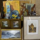 A quantity of watercolours, prints and pictures