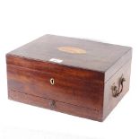 19th century inlaid box with brass handles, length 33cm