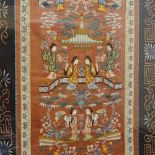 A Chinese embroidered silk panel, framed, height 65cm overall