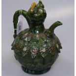 A Chinese glazed pottery jug with bird decoration, height 23cm