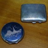 An engraved silver cigarette case, and a Siam silver and niello compact