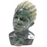 A Rhodesian soapstone bust by J Mutedzi, height 26cm