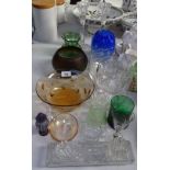 Candlesticks, glass vases, Webb's glass bowl etc