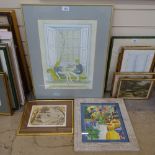 Glynn Thomas, limited edition lithograph, "Normandy Farm" A Soudain "Summer Barbeque" and another