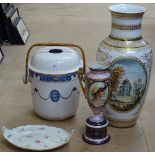 A slop bucket, a Continental vase, 55cm etc