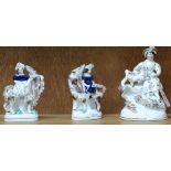 A pair of 19th century Staffordshire figures riding goats, 12cm, and another