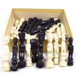 Ivory Tribal figure chess pieces