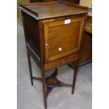 A Georgian style mahogany bedside cupboard with single drawer, W36cm, H82cm