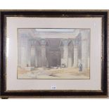 David Roberts RA, coloured print, "Grand Portico The Temple of Philae Nubia", framed