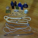 A quantity of costume jewellery, to include a silver bracelet, a gilt-metal locket, miniature