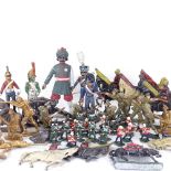 A box of diecast military figures etc