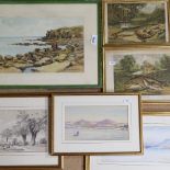 R S Jackson, watercolour, coastal view, and various other watercolours and engravings (6)