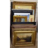 A quantity of oil paintings, prints, some gilt-framed (13)